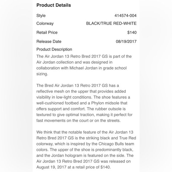 🔥 JORDAN 13 Retro Bred (2017) (GS) 414574-004 Size 6.5Y - Picture 14 of 15